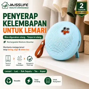 MISS LIFE Dehumidifier Mini Portable Penyerap Lembab Lemari Anti Jamur Bau Apek, Reusable Rechargeable untuk Lemari Pakaian Laci Rak Sepatu Koper Mobil Kamar Mandi, Penghilang Lembab Tanpa Refill Desain Gantung Garansi 2 Tahun Dry Pod