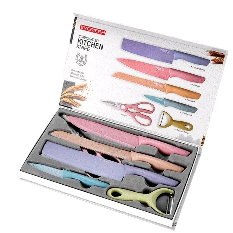 Pisau Set Dapur Stainless dilapis anti lengket 1 Set isi 6 Kitchenware
