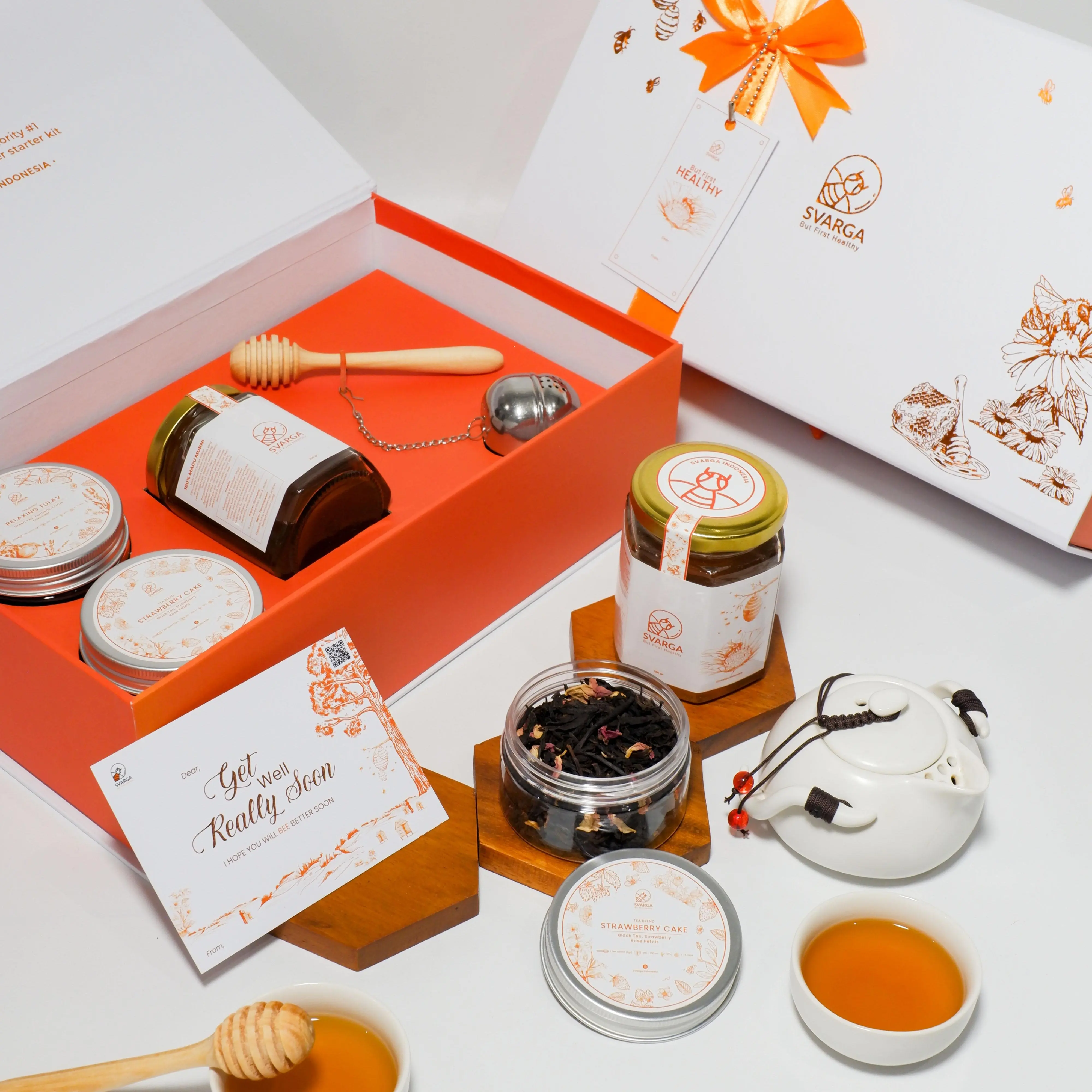 Hampers Parcel Special Svarga - Pure Honey & Tea Blends Set