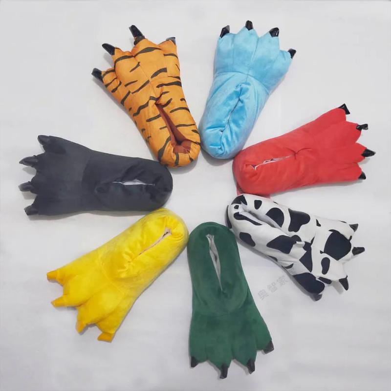 Product Introduction of Cartoon Animal Shoes Paw Shoes Autumn and Winter Lovers Bag with Warm Shoes Men and Women Children Monster Home Shoes 1