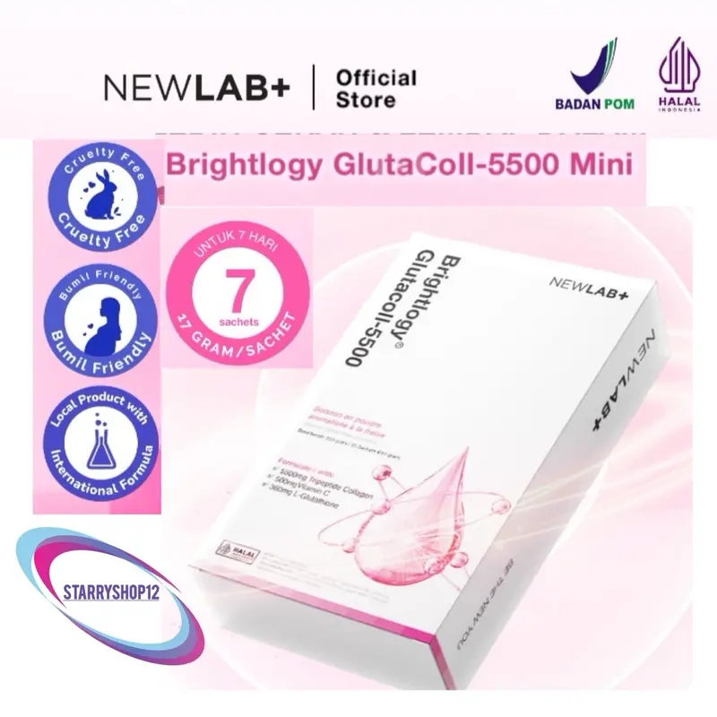 NEWLAB GlutaColl-5500 7 15 SACHET minuman glutathione Brightlogy Gluta Coll 5500 newlab Newlab+ Newlab collagen drink reguler box 15 sachet 7 sachet glutacoll 5500 2