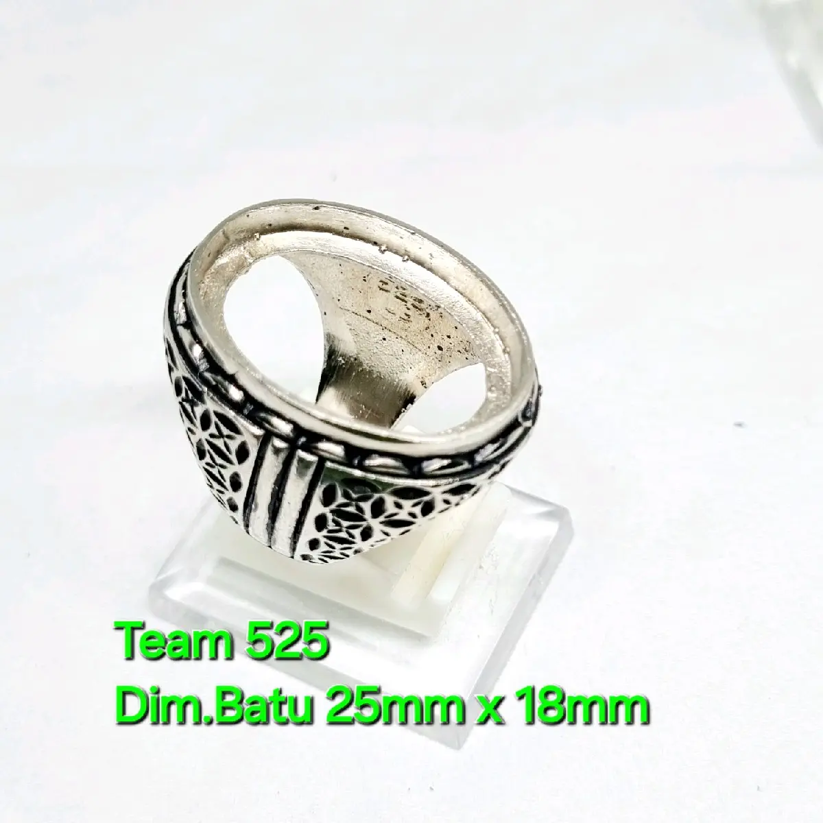Ring emban alpaka super dim 25x18 eceran / ring dim jumbo model tanam garis / ring cincin pengikat batu akik ecer kodian
