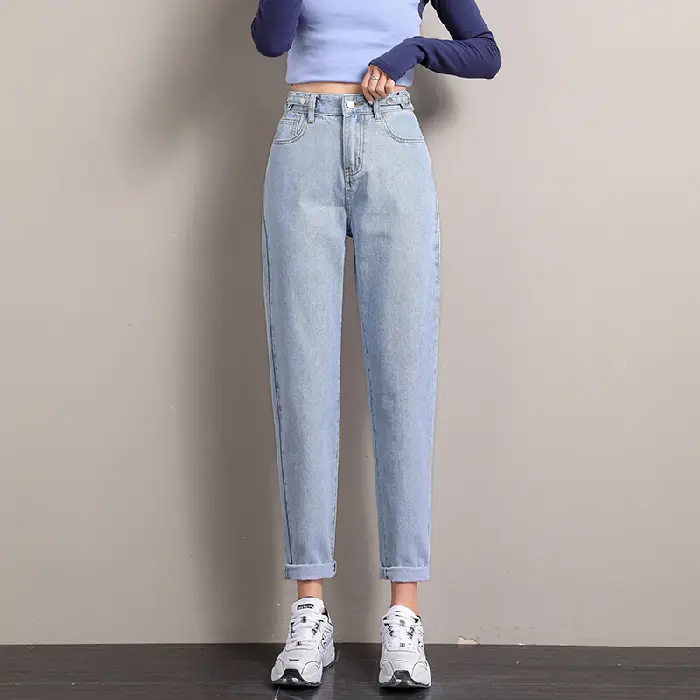 Jeansnjune Celana Jeans Wanita Boyfriend High Waist Jeans Premium Korean Style Panjang Fit Kaki Nyaman Slim Biru Denim Muda 4