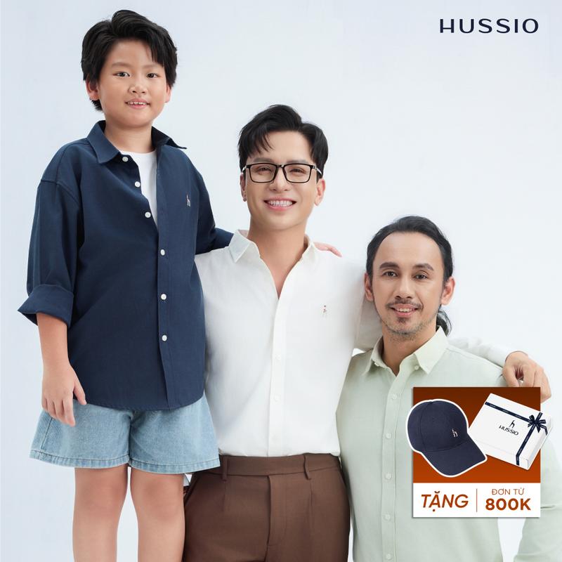 Áo sơ mi nam tay dài SEASON “BA” thêu logo, vải Oxford cao cấp, thoáng mát, đứng form - Hussio