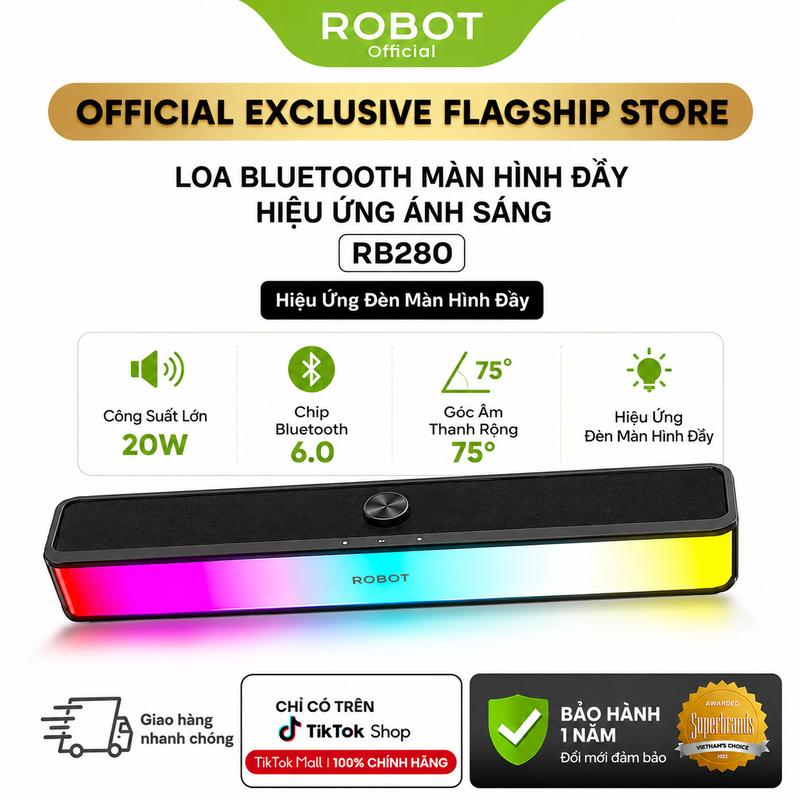 Loa Soundbar Bluetooth ROBOT RB280 Công Suất 20W Nút Bấm Cảm Ứng Bluetooth 6.0 Thích Hơp PC, Laptop, TV