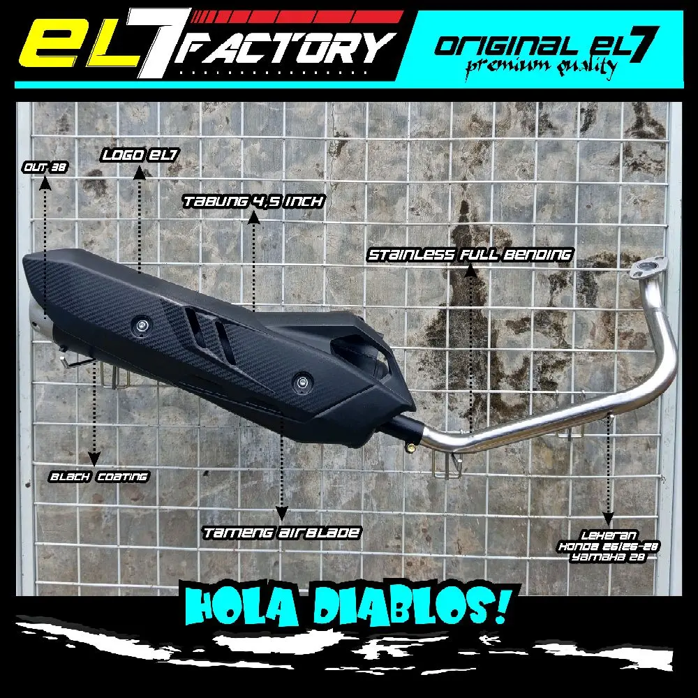 Knalpot Original EL7 Factory Exhaust copy TZM Full Set Muffler + Tameng Airblade All Motor Matic-TABUNG PANJANG