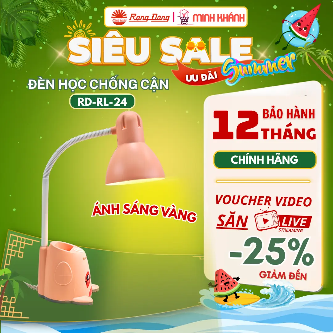 Đèn bàn Led bảo vệ thị lực RD-RL-24.V2 5W 3000K - 5W, ÁNH SÁNG VÀNG chuẩn Chống cận thị - Bảo vệ thị lực cho bé