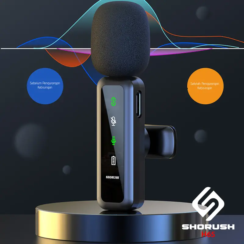 Shorush H65 Wireless Microphone Clip On 3 In 1 Mikrofon Clip On Lavalier Clip On UHF 2.4G Dual Single Mic Wireless Mikrofon Hp Kamera Vlog Youtuber Live Streaming Konten Kreator 3