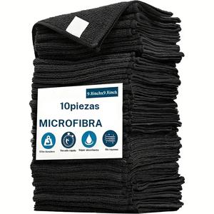 Paño de limpieza de microfibra, 10 paños de limpieza de cocina absorbentes multiusos, paño de lavavajillas para el hogar, trapo de limpieza, artículos esenciales para el hogar