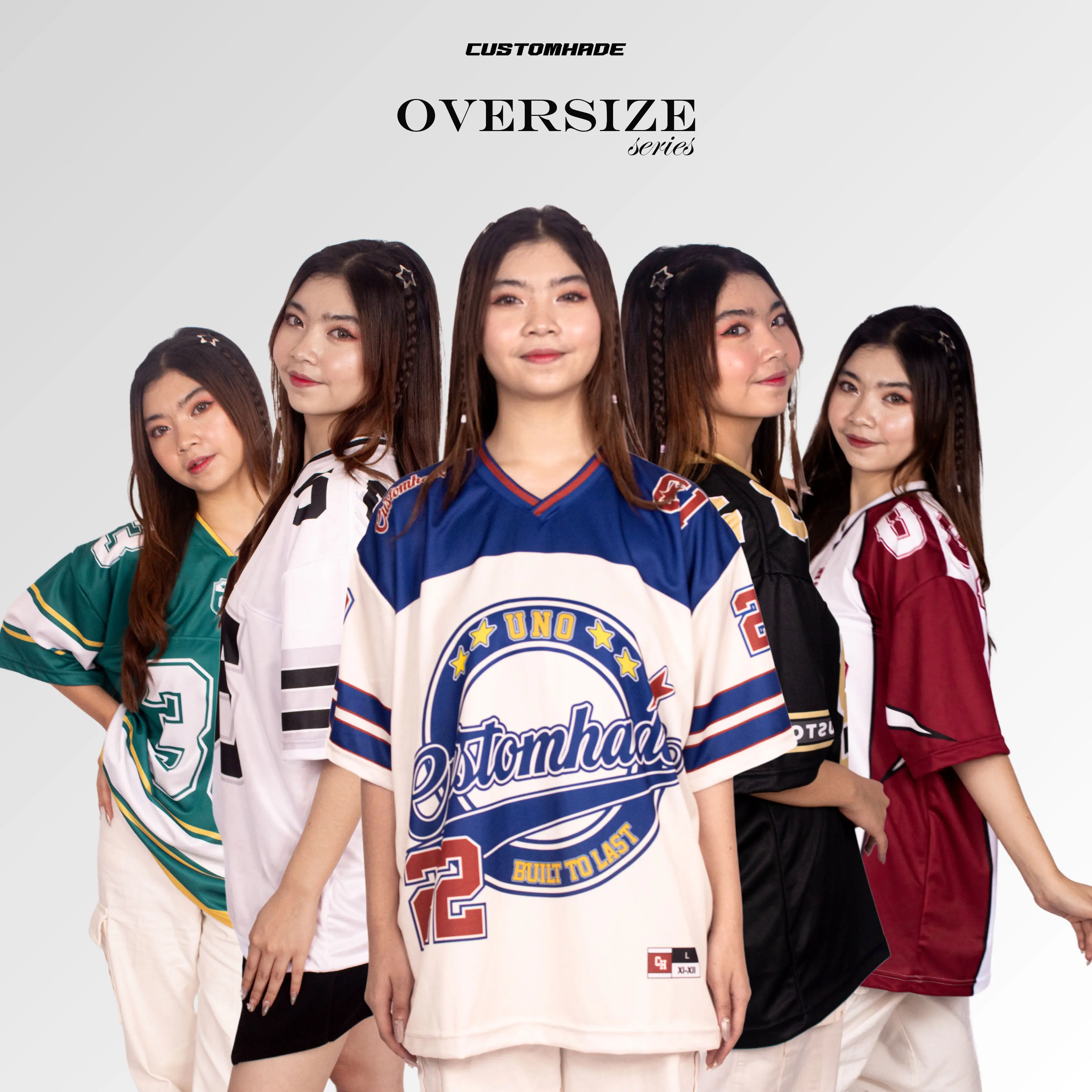 Baju Jersey Oversize Streetwear Pria Wanita Retro Vintage Number Lengan Pendek Full Printing Kekinian Unisex Trend Customhade