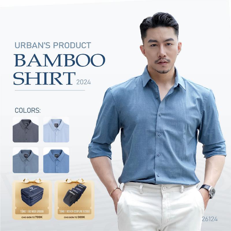Áo sơ mi Shirt Có Cổ Menswear nam URBAN cao cấp vải Bamboo Thoáng Khí, Chống Nhăn, Phom Slim Phong Cách Lịch Lãm Mặc đi làm, đi học NO 26124 phối Nhung quần Jean, có màu trắng áonam  đẹp aonam  dep áo  sơ  mi  trắng  tay  dài  nam áo  hè  nam  đẹp
