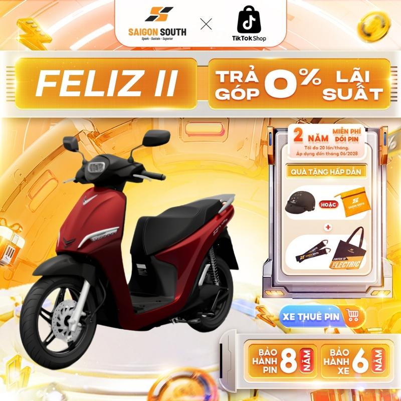 [HCM] Xe Máy Điện VinFast Feliz II - Thuê Pin - Góp 0%