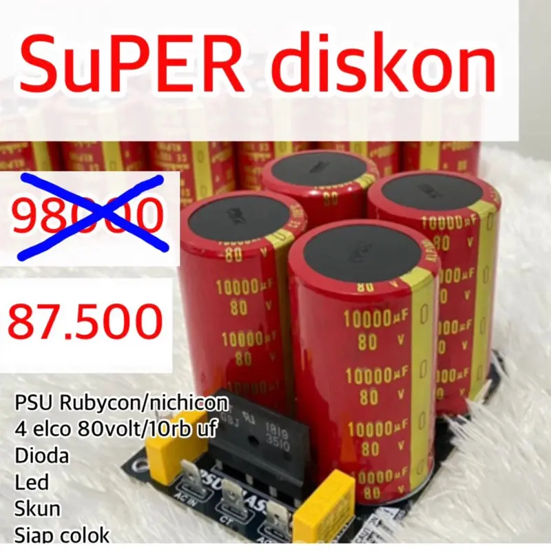 Psu 4 elco nichicon merah 80volt/10.000 uf siap pakai
