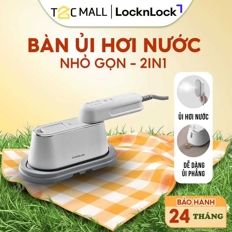 Bàn Ủi Hơi Nước LocknLock 100ML 2in1 Nhỏ Gọn Cầm Tay Màu Trắng Là Quần Áo Chính Hãng ENI262WHT T2C Mall