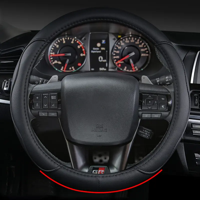 O Type Car Steering Wheel Cover Wrap For Toyota Hilux 2012 - 2021 2022 2023 2024