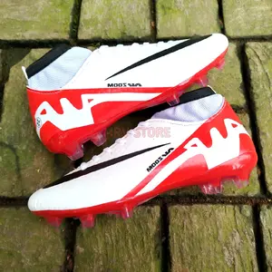 Sepatu SepakBola Boots Anak Warna Putih Merah Size 33-38 Usia 10-16 Tahun Sepatu Soccer Anak Laki-Laki Sepatu Olahraga Anak Terbaru