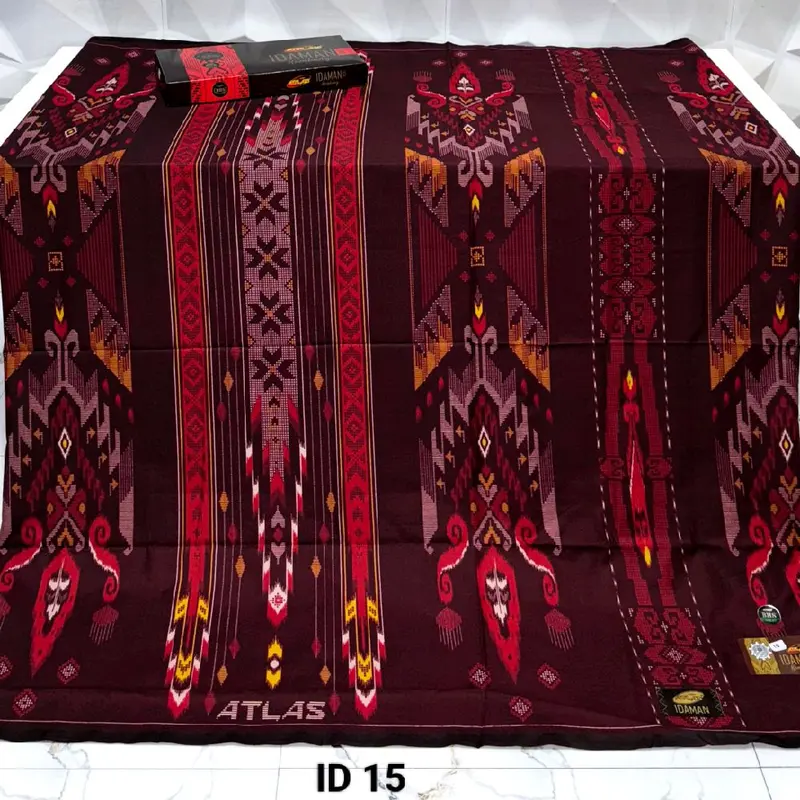SARUNG ATLAS IDAMAN KEMBANG 555 MOTIF BHS SGE SGS SWL SJE Nyaman Gold Katun 2