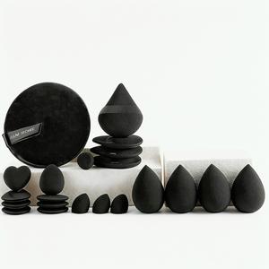 Set de herramientas de maquillaje de 21 o 47 piezas, kit cosmético de gran capacidad para piel sensible, brochas de nylon suaves, diseño portátil, combo de esponja de belleza y borla de polvo, set negro popular para celebridades en línea