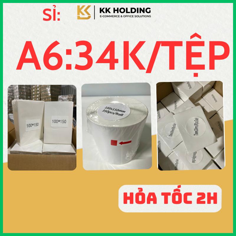 [Xả Kho KK] Giấy Decal Nhiệt A6 A7 Cuộn 100x150mm,Tệp CÓ LỚP KEO,Dán Trà Sữa, Tem Mã Vạch,  Dán Bill Sàn TMDT