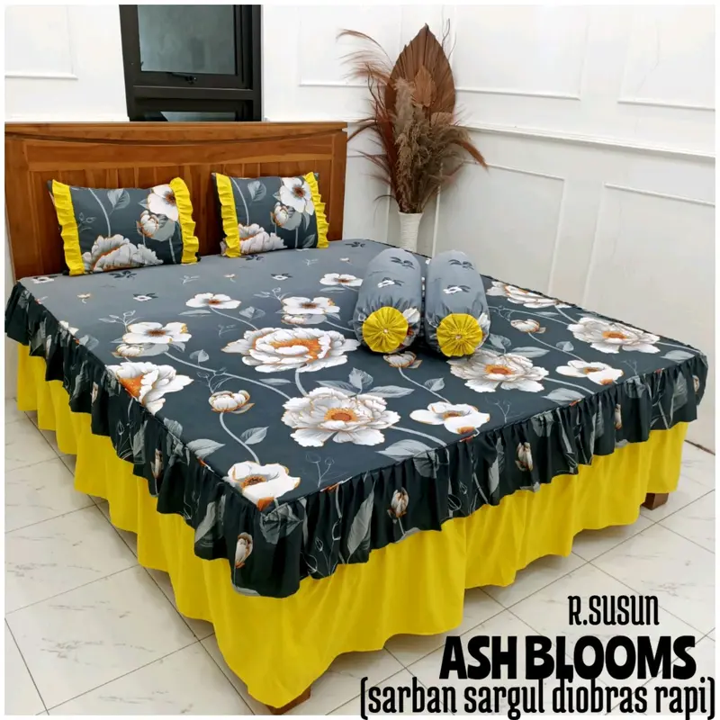 SPREI RUMBAI SUSUN UK.180X200 | SEPREI RUMBAI 180 | SPREI RUMBAI Katun Bunga King Size Karet 4