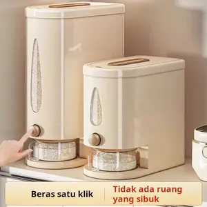 Wadah Beras Tekan Model Baru 2026 Tahan Lembap untuk Rumah Tangga Diskon 50% Selama Ramadan Ember Penyimpanan Biji-bijian Kotak Beras Aman