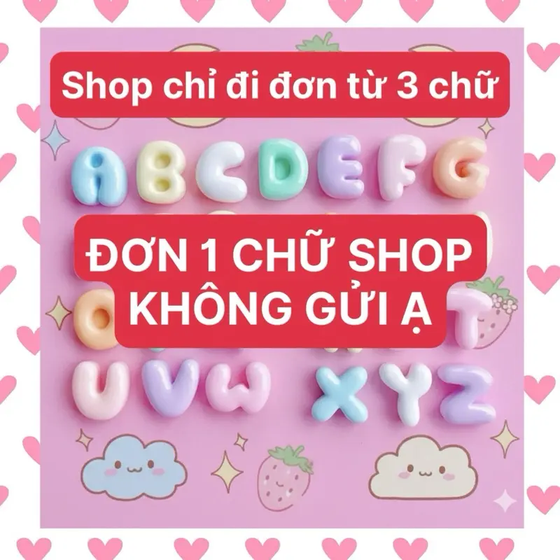 Sticker Chữ dán theo yêu cầu - KÈM KEO DÁN - Số lượng 1 Chữ