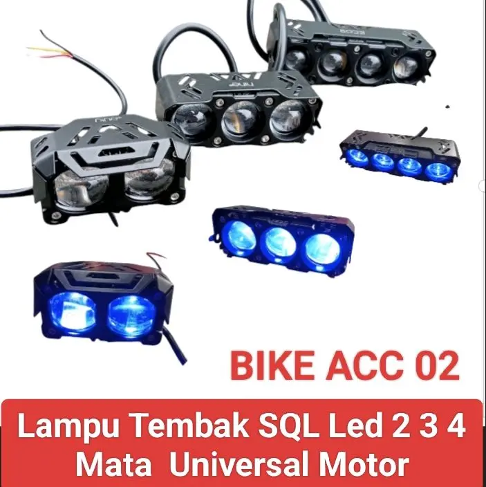 Lampu Tembak Sorot Led Laser 2 3 4 Mata ECO 9 SQL Hi Low putih Kuning Universal Motor
