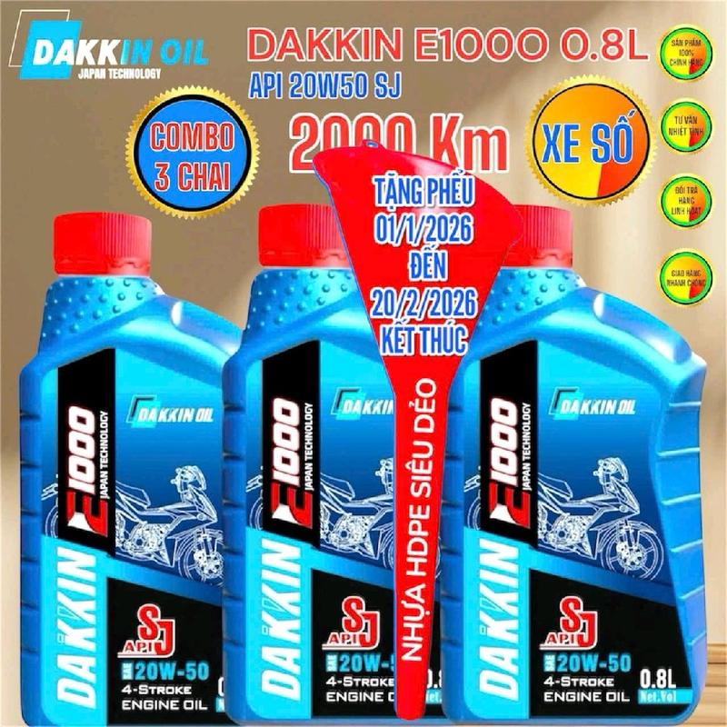 COMBO 3 CHAI - DẦU NHỚT DAKKIN E1000 20W50 SJ