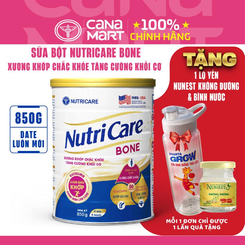 Sữa bột công thức Nutricare Bone dinh dưỡng phòng chống loãng xương sụn khớp (850gr)