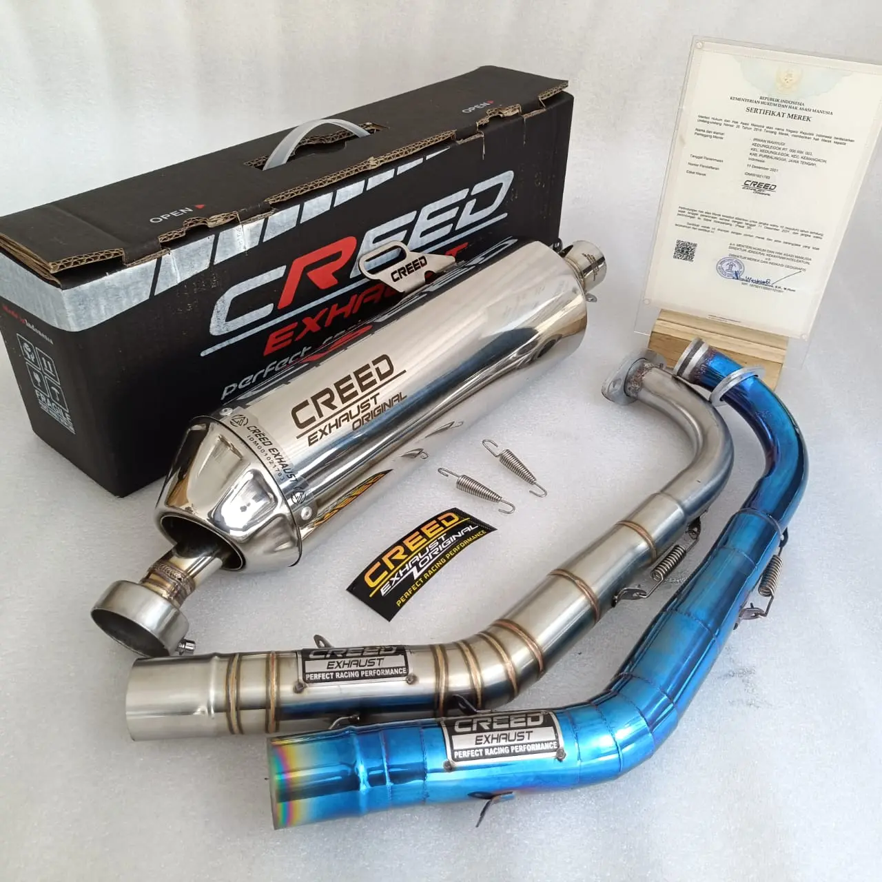 Suara NGEBAS Adem Knalpot Racing Creed Exhaust Inlet 38mm Vario 110/125/150/160 Scoopy Lama/New Stylo 160 N Max Lama/New/Turbo Pcx 150/160 Aerox Lama/New Lexi 125/155 Adv 150/160 Mio Sporty/J/M3/Smile Soul GT Karbu/Injeksi Beat Karbu/Fi Lama Xeon Karbu