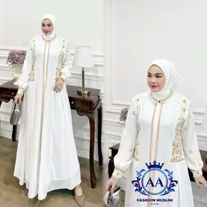 Gamis Ceruty Kekinian Abaya bordir Terlaris Mewah Gamis Bordir Ceruty Kondangan Pesta Cantik Bahan Lembut Full Furing