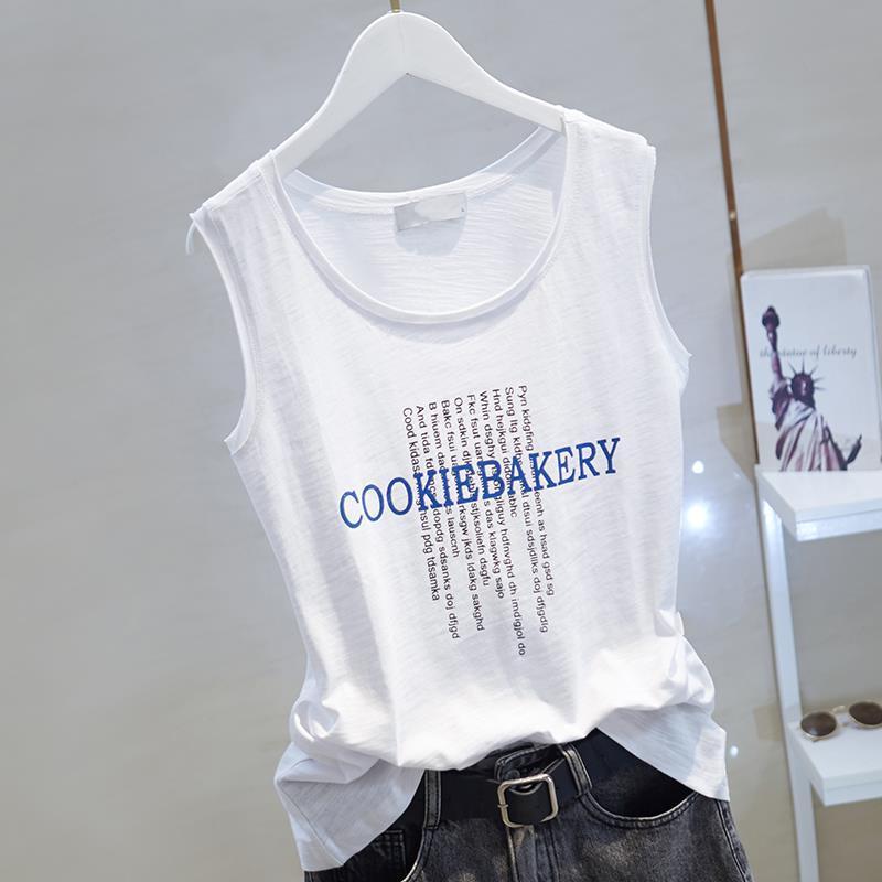 Áo Vest Thể Thao Cotton Cho Nữ, Áo Mùa Hè Có Thể Mặc Bên Ngoài Slub, Có Thể Mặc Bên Trong, Người Nổi Tiếng Trên Internet, Áo Thun Không Tay Dáng Rộng, Dây Đeo Tập Thể Dục, Áo Lớp Đế 1