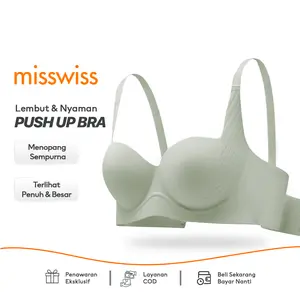 MISSWISS - Bra Wanita Push Up Seamless Wireless Tanpa Kawat Anti Geser | Lingerie Sexy Ringan Nyaman Anti Melorot, Bra Cewek Remaja One Piece Basic BH Wanita Busa Foam, Pakaian Dalam Wanita Premium 818