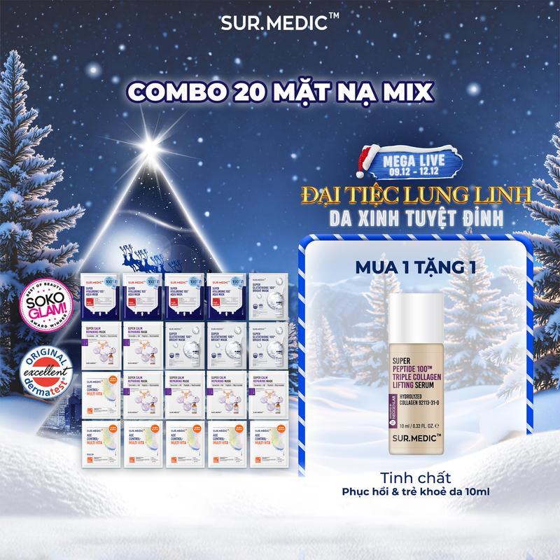  LIVE - Combo 20 Mặt Nạ Hỗ Trợ Dưỡng Da SUR.MEDIC Mask 30g miếng 