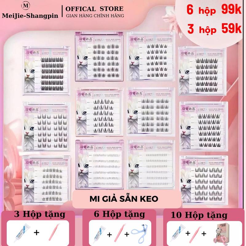 3hộp 59k,6 hộp 99k Lông mi giả sẵn keo mi tự dính Mi Giả tái sử dụng Chống Nước 24H Dáng Hàn Quốc | Combo 4 Đôi Tặng Keo | Bao Bì Cao Cấp - Dành Cho Mắt Một Mí Tròn
