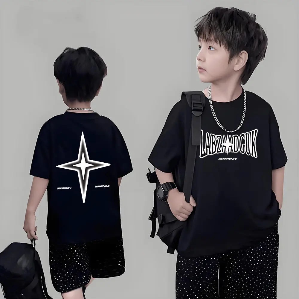 Kaos Tshirt Baju Anak 6-13 Tahun Cowok Keren Hitam Regular Fit Sablon Plastisol - K049 Fashion