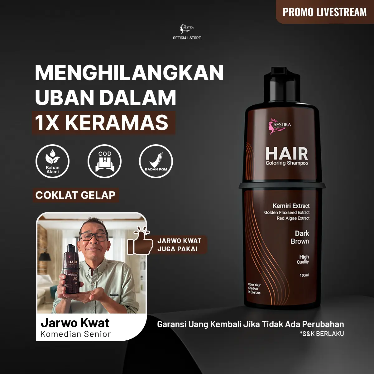 {Promo Khusus Live} Aestika Dark Brown Hair Coloring Shampoo  - Shampoo Penutup Uban 1x Keramas