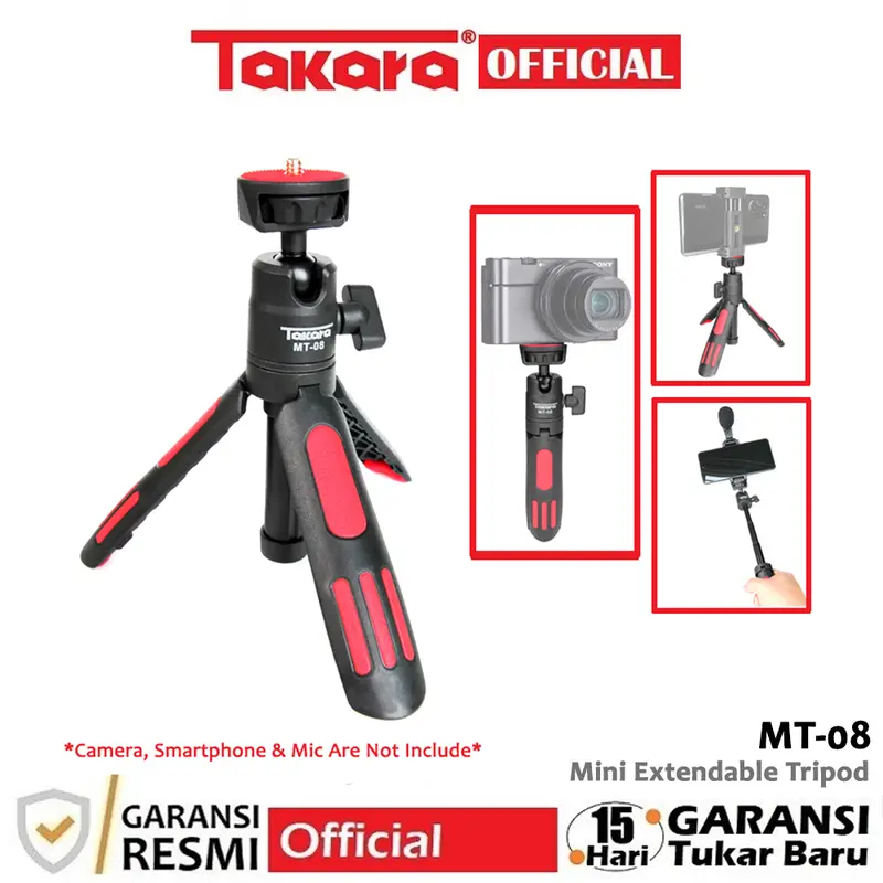 Takara MT-08 Extendable Mini Tripod Selfie Stick for Camera, HP, etc