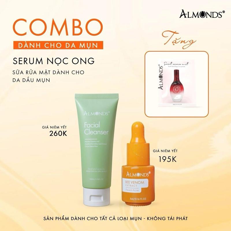 Combo Hồ Trợ Kiềm Dầu Giảm Mụn Sữa rửa mặt kiềm dầu+Serum nọc ong nhỏ