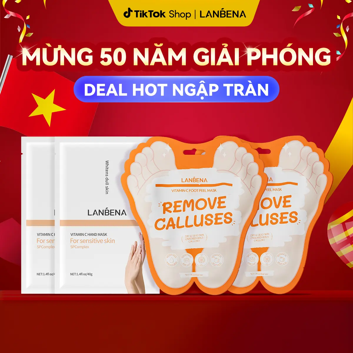 【LIVE】LANBENA Mặt Nạ Tay Mặt Nạ Chân Vitamin C Hỗ Trợ Dưỡng Ẩm Hỗ Trợ Mềm Da Tay Dưỡng Da Tay Làm Đẹp Da 40g