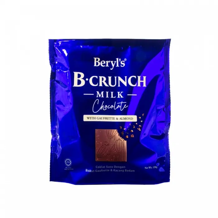 BERYL'S B CRUNCH MILK CHOCOLATE WITH GAUFRETTE & ALMOND 150G