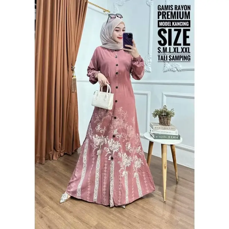 GAMIS RAYON PREMIUM TWILL MOTIF BATIK MODERN KAIN TWILL BUSUI FRIENDLY WUDHU FRIENDLY DRESS NYAMAN SIMPEL 0