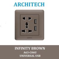 Gambar Architech Infinity A69-C06U Brown Stop Kontak - Colokan Universal USB - UNIVERSAL+USB dari ARCHITECH INDONESIA Kota Administrasi Jakarta Utara 1 Tokopedia