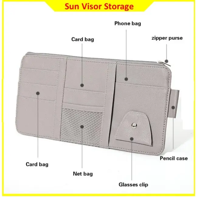Car sun visor storage bag multi-function card package car carrying glasses clip inside the card bill driver's license storage clip