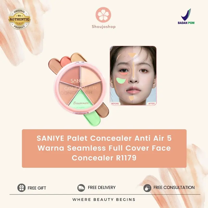 SANIYE Palet Concealer Anti Air 5 Warna Seamless Full Cover Face Concealer R1179 0