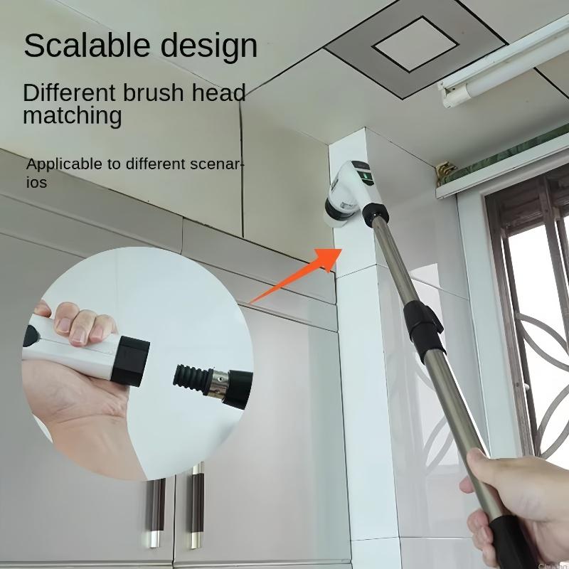 7 Replacement Brush Heads Electric Rotary Scrubber with Extended Handle and Rechargeable Battery 3