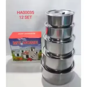 indian pot/1Stock Pot Panci Set & Tutup Stainless Steel Ware / 5 in 1 stock pot import stainless murah grosir