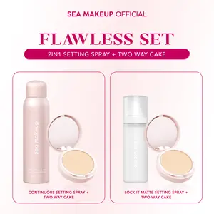 Bundle 2 in 1 Two Way Cake + Setting Spray - Bundle hemat bedak padat dan setting spray matte finish dan setting spray velvet finish continuous fine mist