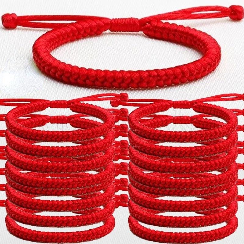 Vòng Tay Dây Xích Tay Có Thể Điều Chỉnh Bằng Nylon, 1 Chiếc, Dây Dệt Màu Đỏ, Nút Thắt Đuôi Phượng Hoàng, Phụ Kiện Vòng Tay Cặp Đôi