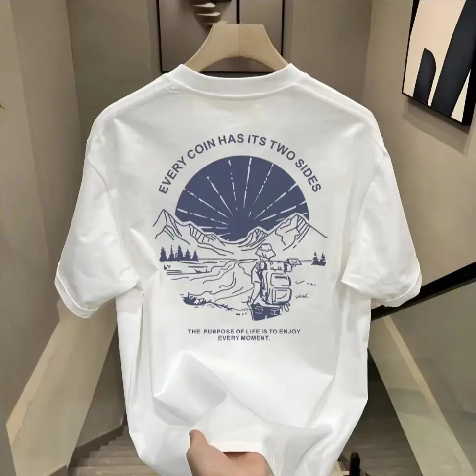 T-Shirt Surfing Atasan Pria Putih Dewasa Round Neck Distro Lengan Pendek
